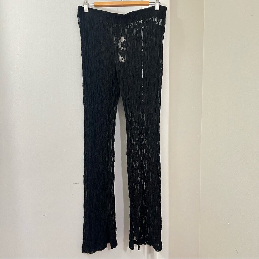 Zara Black SLIT LACE LEGGINGS - Picture 11 of 13
